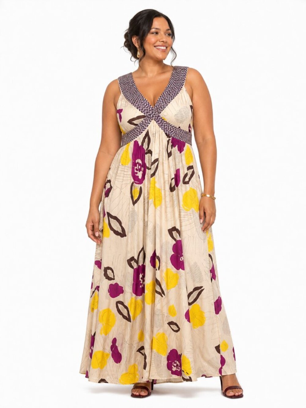 Moulinette Soeurs Botanical Floral Crossway Empire Maxi Dress Size 14